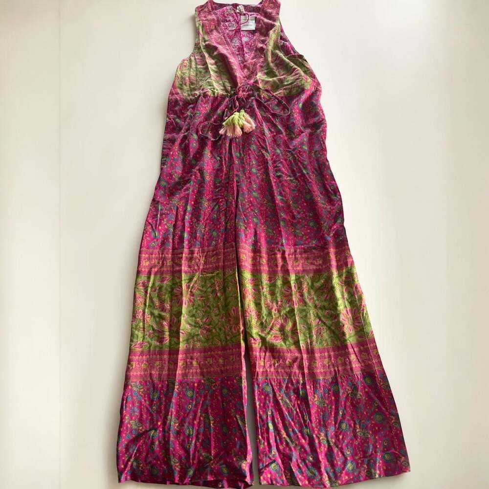 NWT Raga Floral Boho Wide Leg Jumpsuit Bright Multi Color